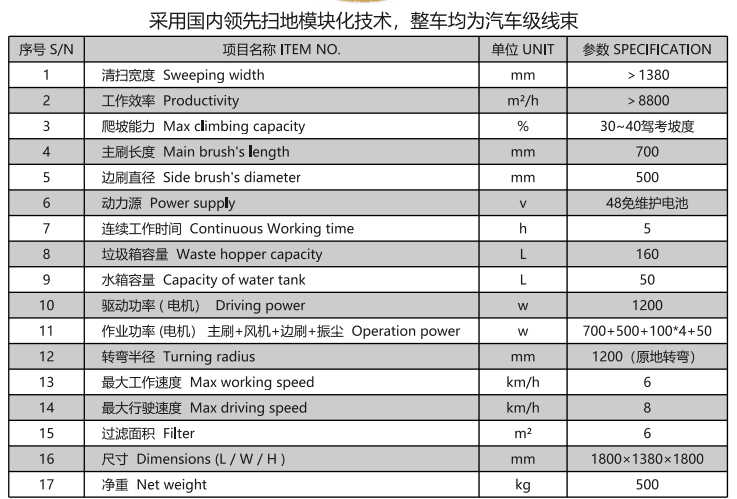 洁路宝驾驶当雄扫地机1400